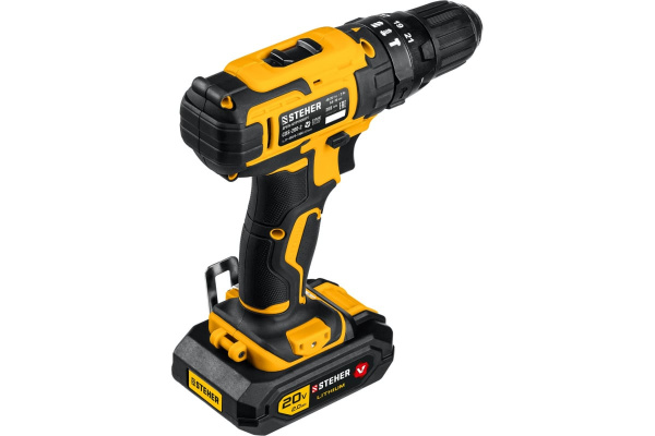 Ударная дрель-шуруповерт STEHER 20В, 2 АКБ 2Ач CDS-200-2