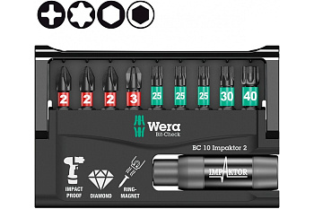 Набор насадок и держателей Wera Импактор 8751/67 -9/IMP DC 25 мм BITS WE-057682