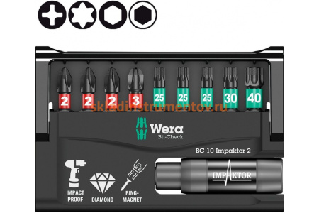 Набор насадок и держателей Wera Импактор 8751/67 -9/IMP DC 25 мм BITS WE-057682
