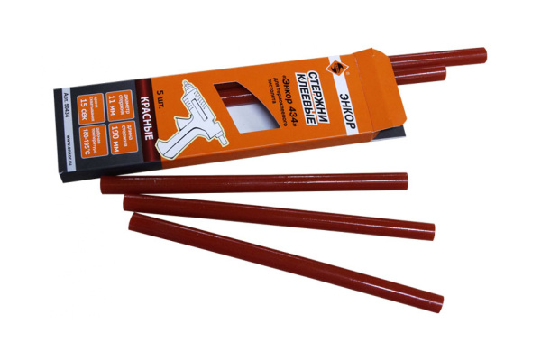 Стержень клеевой 434 (11х190 мм; 5 шт.; красный) Энкор 50434