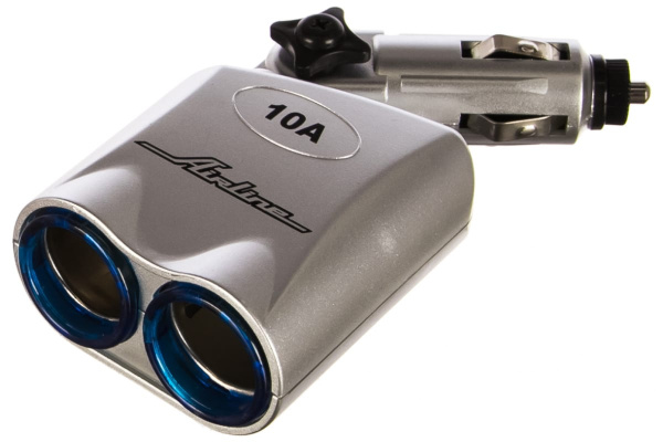 Прикуриватель-разветвитель 2 гнезда 10А, с гнездом для прикуривателя Airline ASP-2L-14