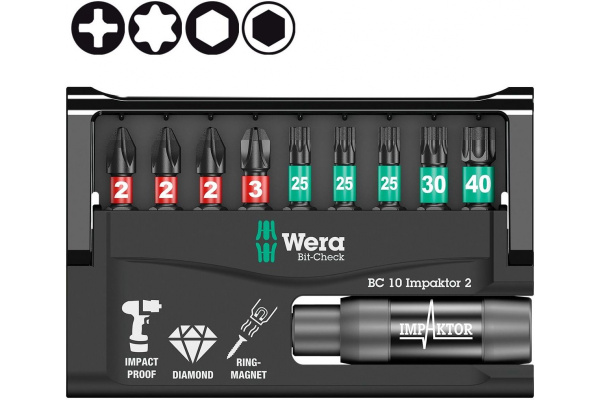 Набор насадок и держателей Wera Импактор 8751/67 -9/IMP DC 25 мм BITS WE-057682