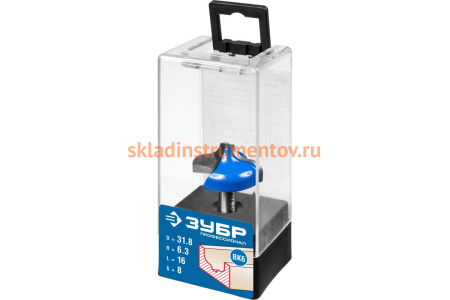 Фреза пазовая фасонная №2 ПРОФЕССИОНАЛ (31.8х16х50 мм; R6.35 мм; хвостовик 8 мм) Зубр 28741-31.8