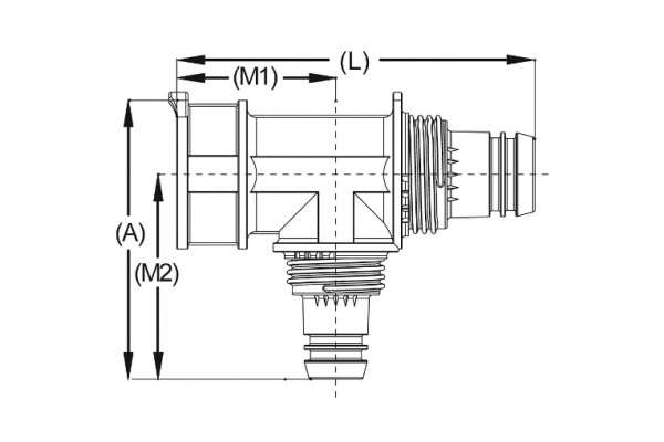 Коллектор сборный "ШиреФит" (20х16х20 мм) для трубопровода Зубр 51516-20-16-20