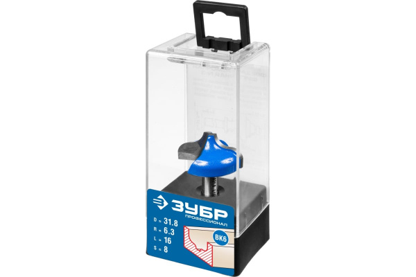 Фреза пазовая фасонная №2 ПРОФЕССИОНАЛ (31.8х16х50 мм; R6.35 мм; хвостовик 8 мм) Зубр 28741-31.8