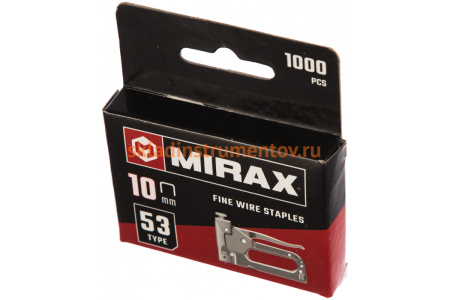 Скобы для степлера MIRAX 10 мм тонкие тип 53, 1000 шт 3153-10