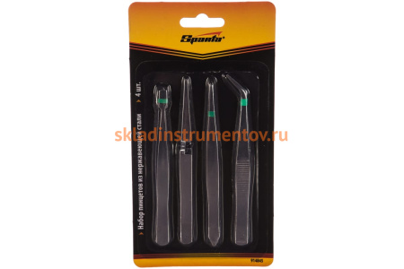 Набор пинцетов из нержавеющей стали SPARTA 4 шт 914845