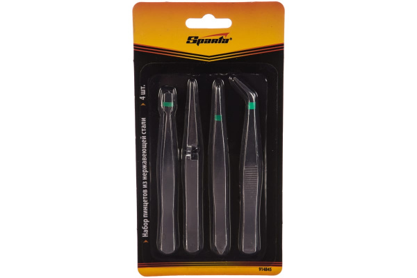 Набор пинцетов из нержавеющей стали SPARTA 4 шт 914845