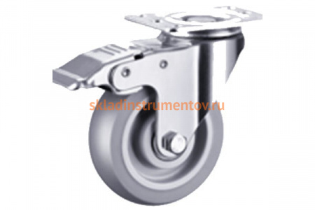 Колесо аппаратное из термопластичной резины поворотное с панелью и тормозом 340100Sb (100 мм; 130 кг) А5 1005815