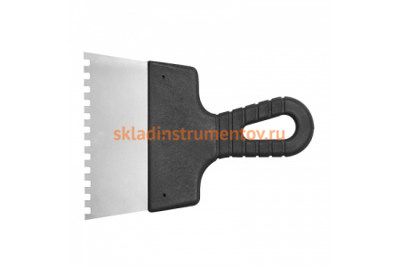 Фасадный шпатель VOREL 150мм 6х6мм зубчатый пластиковая ручка 6299