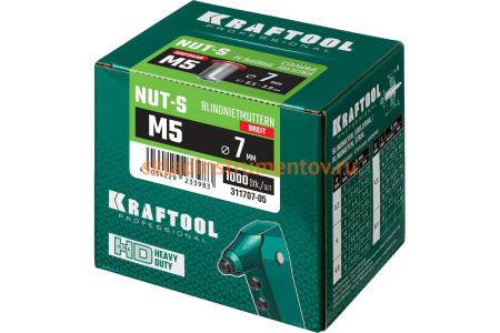 Резьбовые заклепки KRAFTOOL Nut-S, М5, 1000 шт 311707-05