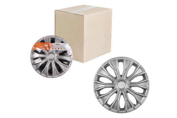 Колесные колпаки Airline 15" Волтек, серебристый, карбон, 2 шт. AWCC-15-14