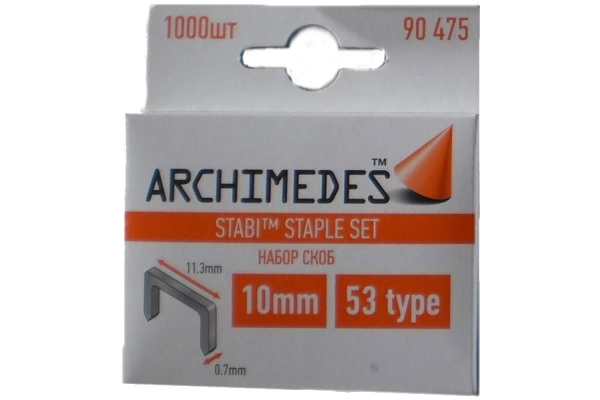 Набор скоб Stabi 10 мм, 1000 шт Archimedes 90475
