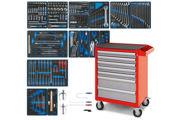 Набор инструментов KING TONY "BOARD" в красной тележке, 325 предметов 934-325AMR