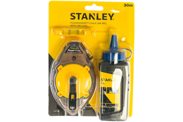 Набор из 3 предметов: шнуровка 30м, голубой краситель 115г, уровень Stanley 0-47-465 Набор из 3 предметов: шнуровка 30м, голубой краситель 115г, уровень Stanley 0-47-465