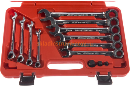 Набор комбинированных трещоточных ключей JTC 8-19 мм 13 предметов 1/10-3028