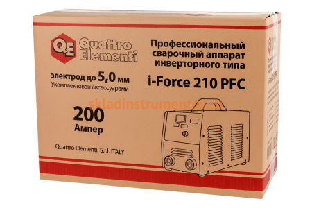 Инверторный аппарат электродной сварки QUATTRO ELEMENTI i-FORCE 210 PFC 771-626 Инверторный аппарат электродной сварки QUATTRO ELEMENTI i-FORCE 210 PFC 771-626
