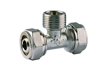 Тройник соединительный (20х20 мм; 3/4"; 2 мм; цанга-штуцер) для трубопровода Зубр 51404-20-3/4