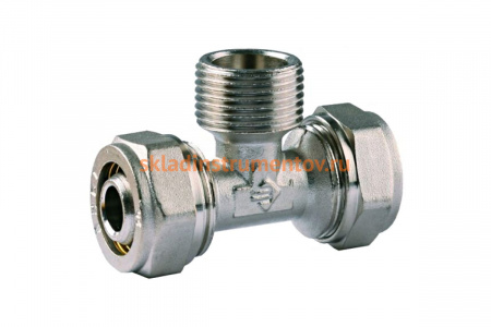 Тройник соединительный (20х20 мм; 3/4"; 2 мм; цанга-штуцер) для трубопровода Зубр 51404-20-3/4