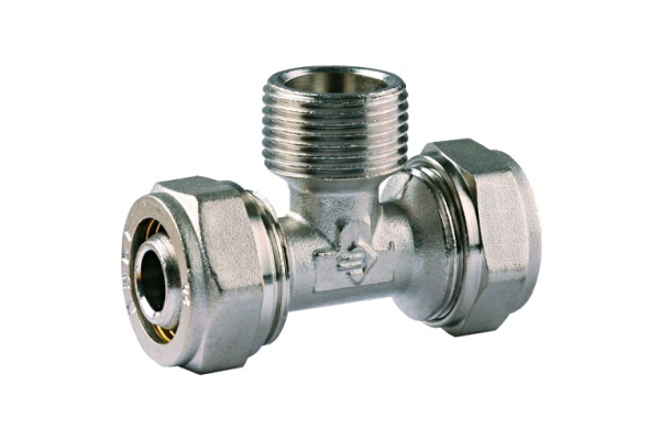 Тройник соединительный (20х20 мм; 3/4"; 2 мм; цанга-штуцер) для трубопровода Зубр 51404-20-3/4