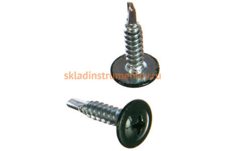 Саморезы с прессшайбой и сверлом по листовому металлу до 2мм Зубр RAL-6005 PH2 4,2х19мм 450шт 300211-42-019-6005