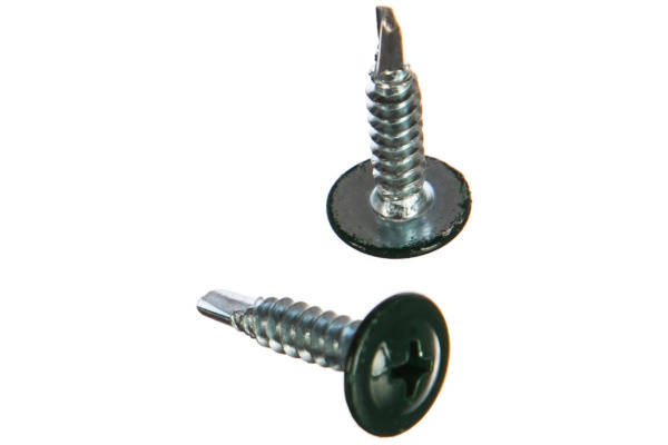 Саморезы с прессшайбой и сверлом по листовому металлу до 2мм Зубр RAL-6005 PH2 4,2х19мм 450шт 300211-42-019-6005