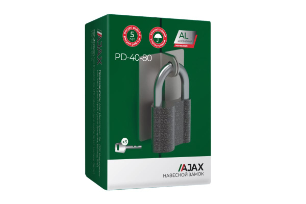 Навесной замок AJAX PD-40-80, фин. 3 кл., коробка 42573