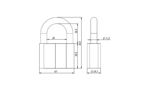 Навесной замок AJAX PD-40-70, фин. 3 кл., коробка 42571