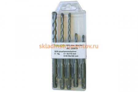 Ассортимент буров 5 шт SDS plus с пазами HAUPA 230979