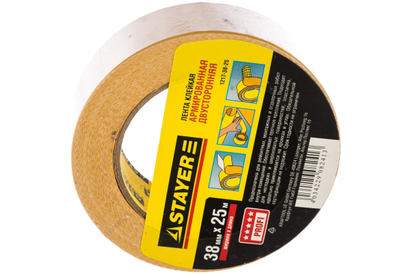 Лента клейкая двусторонняя армированная (38 мм; 25 м) "Profi" Stayer 1217-38-25
