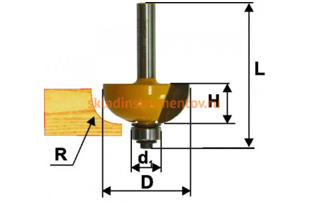 Фреза кромочная калевочная (31.8х12.3 мм; R 9.5 мм; хвостовик 8 мм) Энкор 46283