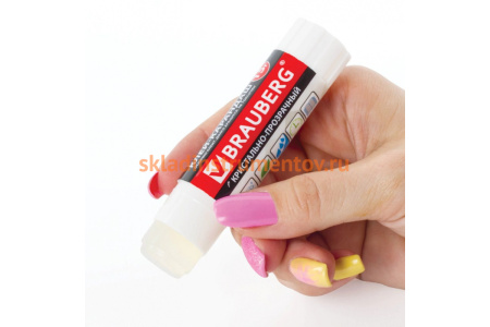 Клей-карандаш BRAUBERG Crystal прозрачный, 15 г 224337