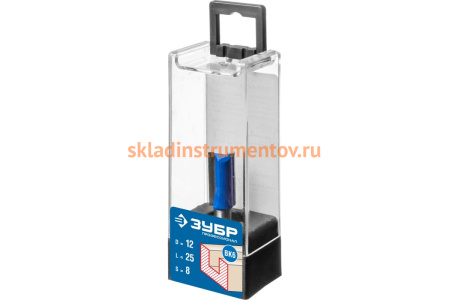 Фреза пазовая прямая ПРОФЕССИОНАЛ (12х25х56 мм; хвостовик 8 мм) Зубр 28753-12-25