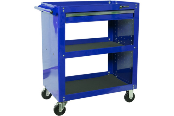 Открытая тележка, 3 полки и ящик, синяя МАСТАК 520-01580B
