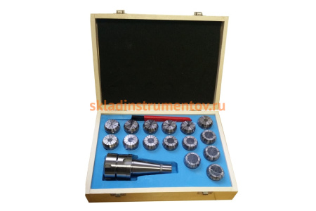 Патрон цанговый NT40-ER40, хвостовик конус 7:24, DIN2080, с набором цанг 15 шт. 4-26 мм GRIFF b221324