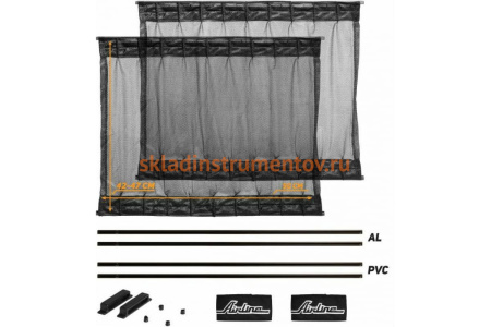 Солнцезащитные раздвижные шторки (50х42-47 см, черный цвет) Airline ASPS-S-06