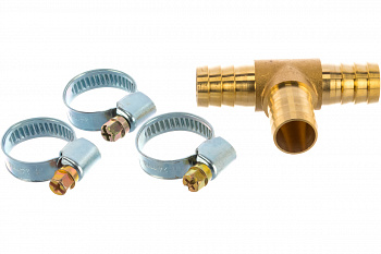 Разветвитель T-образный елочка 16 мм с хомутами ROCKFORCE RF-E102-6/5