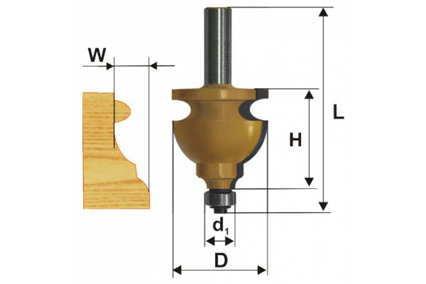 Фреза кромочная фигурная (44.5х28.6 мм; хвостовик 12 мм) Энкор 46411