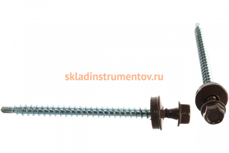 Саморезы для крепления кровель. матер. к дерев. обреш. Зубр цвет RAL 8028 "земель.-коричн.", оцинк., 4,8x70мм, 160 штук 4-300315-48-070-8028