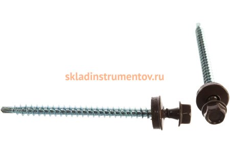 Саморезы для крепления кровель. матер. к дерев. обреш. Зубр цвет RAL 8028 "земель.-коричн.", оцинк., 4,8x70мм, 160 штук 4-300315-48-070-8028