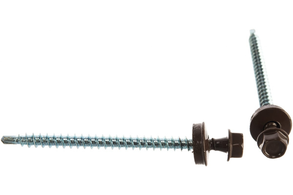 Саморезы для крепления кровель. матер. к дерев. обреш. Зубр цвет RAL 8028 "земель.-коричн.", оцинк., 4,8x70мм, 160 штук 4-300315-48-070-8028