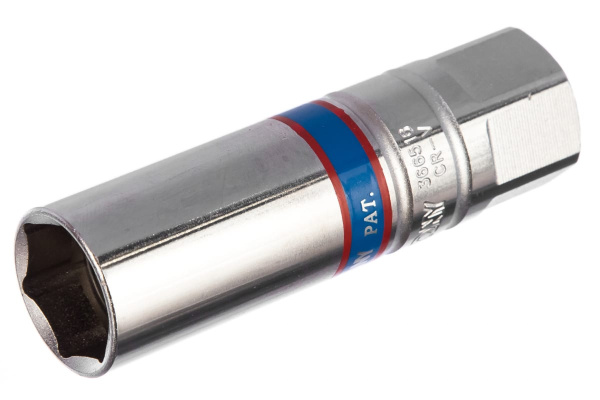 Свечная шестигранная головка 3/8", 16мм, магнитный фиксатор KING TONY 366516