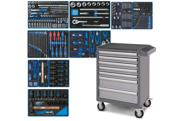 Набор инструментов KING TONY "ACTION" в серой тележке, 327 предметов 934-327AMG