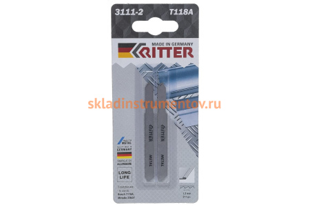 Пилки по стали Т118A (2 шт; 75х50 мм; шаг 1.2 мм; 21TPi; HSS) для лобзиков RITTER 3111-2