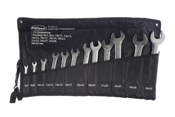 Набор рожковых ключей 6-32 мм 12 предметов в сумке AV Steel AV-030122
