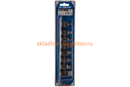 Набор торцевых насадок KING TONY 1/2 8-19 мм четырехгранные 8 предметов 4118MR