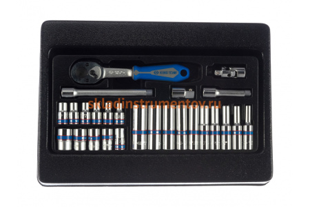 Набор торцевых головок 1/4" с принадлежностями (ложемент, 26 предметов) KING TONY 9-2526MR