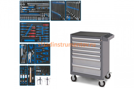 Набор инструментов KING TONY "DRIVE" в серой тележке, 251 предмет 934-251AMG