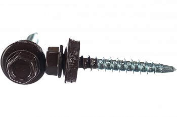 Саморезы Зубр для крепления кровельных материалов к деревянной обрешетке, цвет RAL 8017 шоколадно-коричневый, оцинкованный, 4,8x35мм, 1800шт 4-300310-48-035-8017