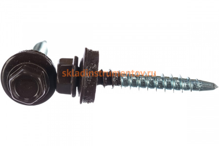 Саморезы Зубр для крепления кровельных материалов к деревянной обрешетке, цвет RAL 8017 шоколадно-коричневый, оцинкованный, 4,8x35мм, 1800шт 4-300310-48-035-8017